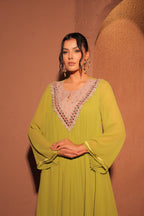 Lime Green Embroidered Kaftan Set