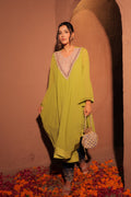 Lime Green Embroidered Kaftan Set