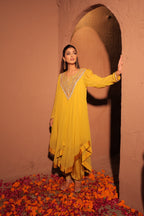 Mustard Yellow Embellished Kaftan Set