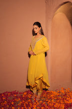 Mustard Yellow Embellished Kaftan Set