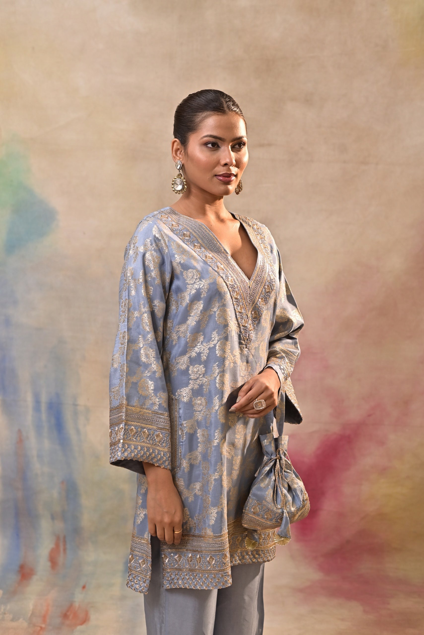 Powder Blue Brocade Co-ord Set