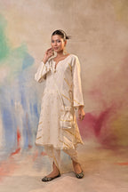 Ivory Gold Angrakha Kurta Set