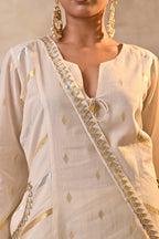 Ivory Gold Angrakha Kurta Set