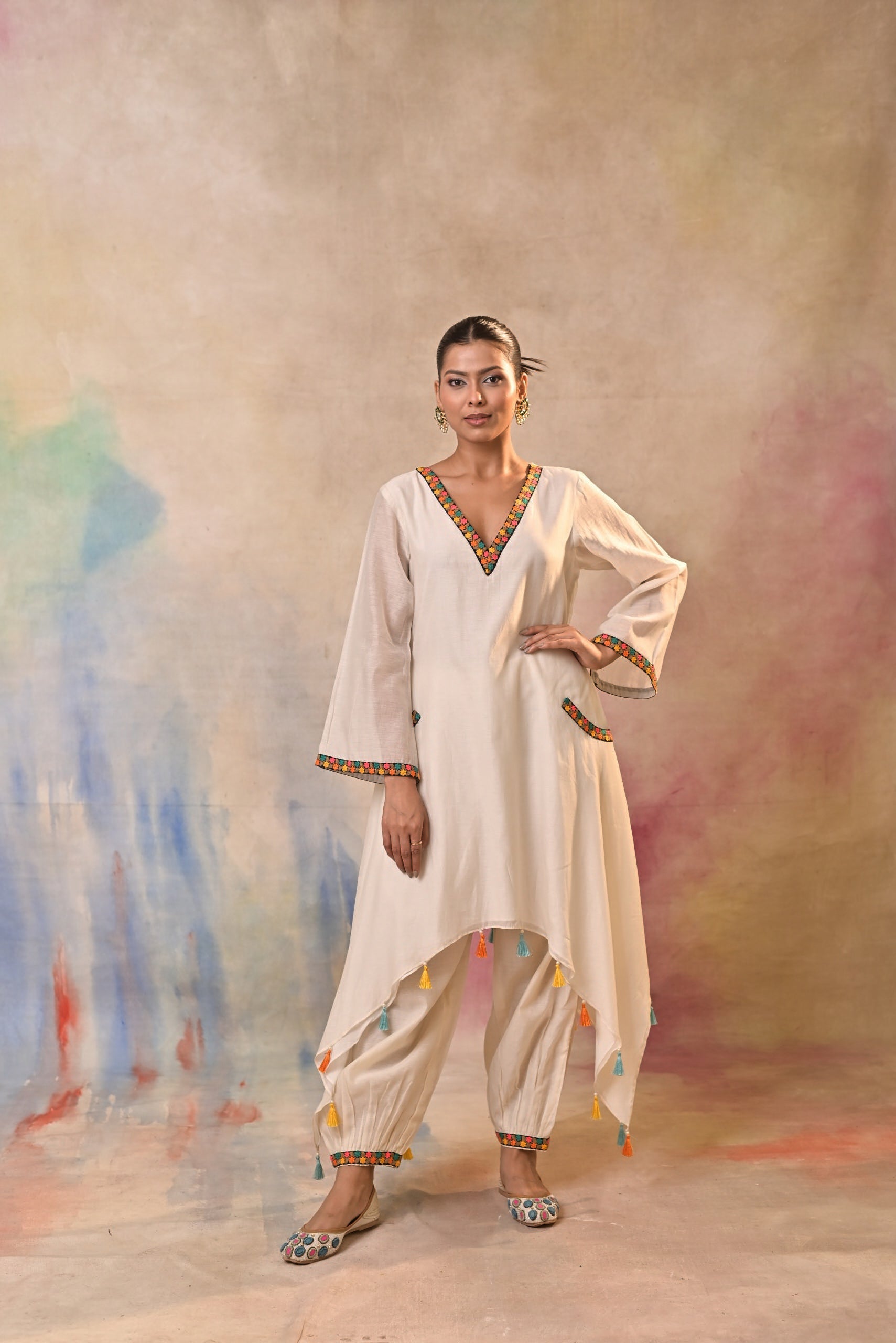 Ivory Tassel Kurta Set