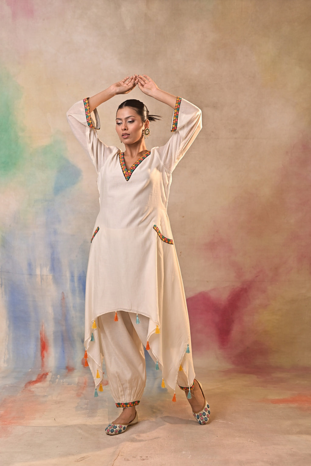 Ivory Tassel Kurta Set