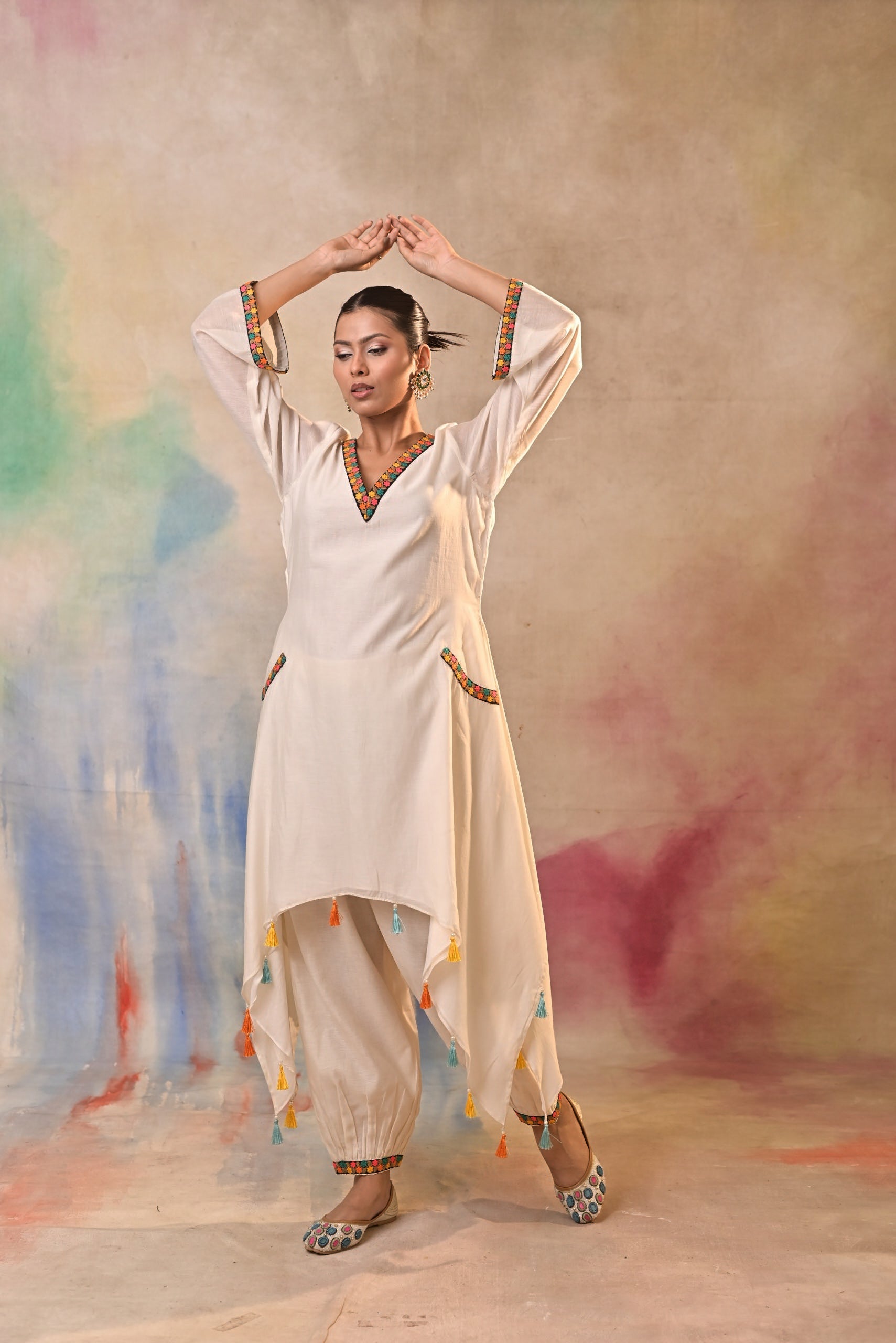 Ivory Tassel Kurta Set