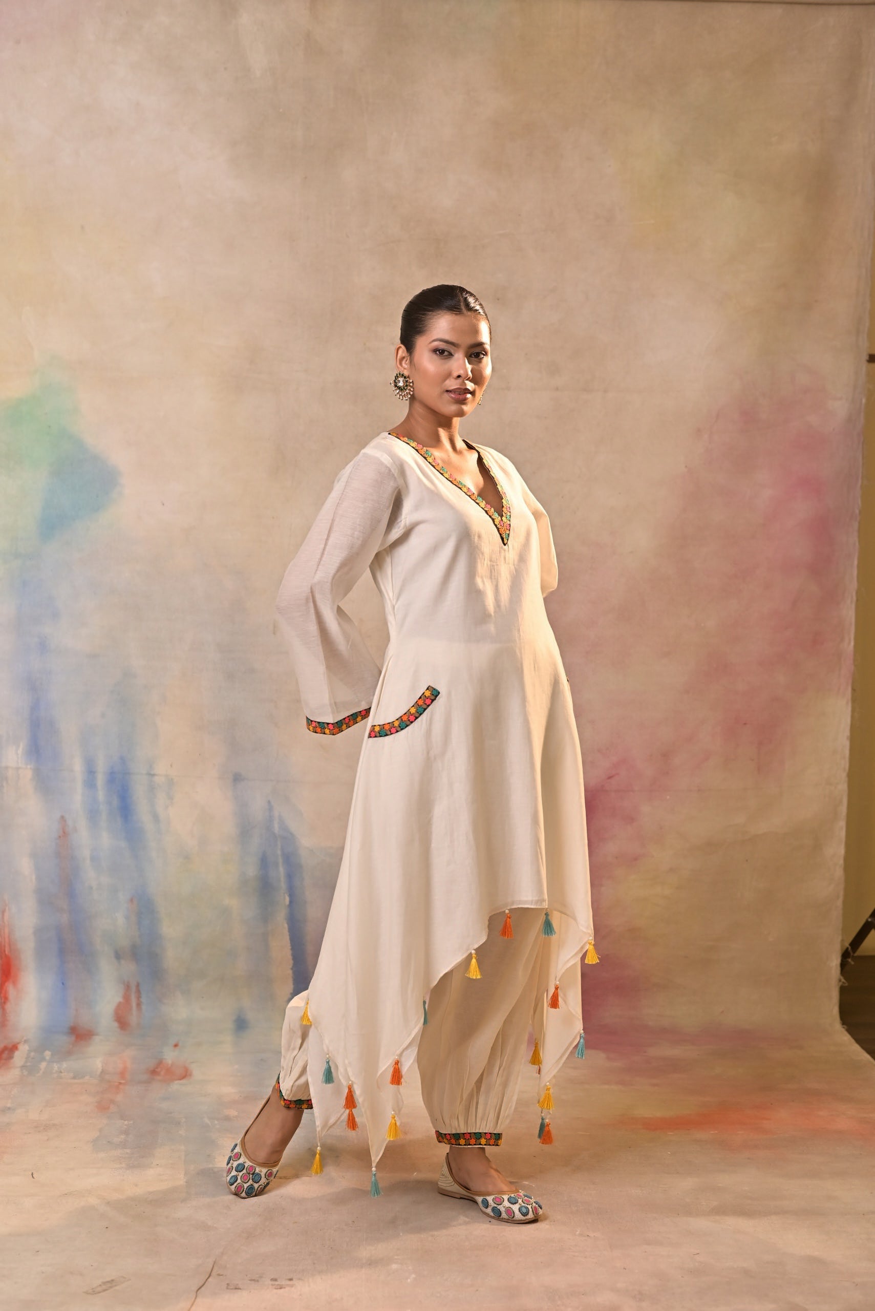 Ivory Tassel Kurta Set