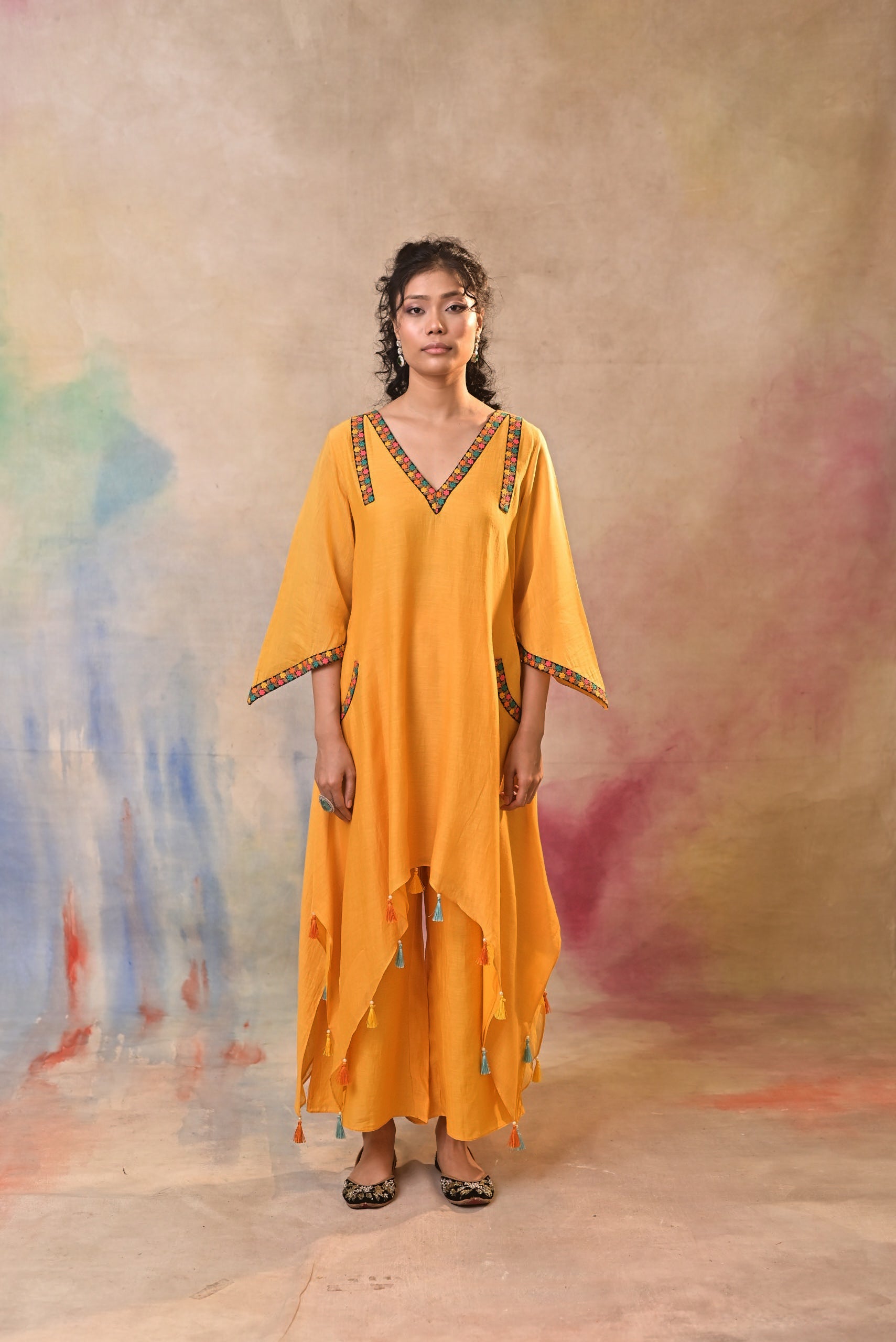 Mustard Tassel Kurta Set