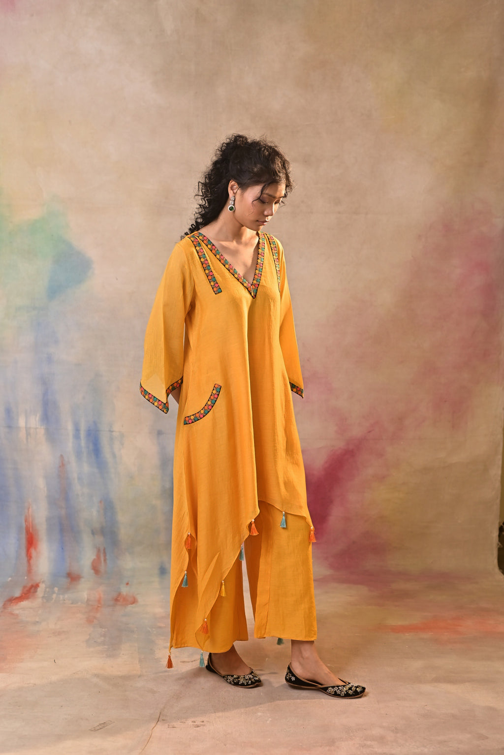 Mustard Tassel Kurta Set