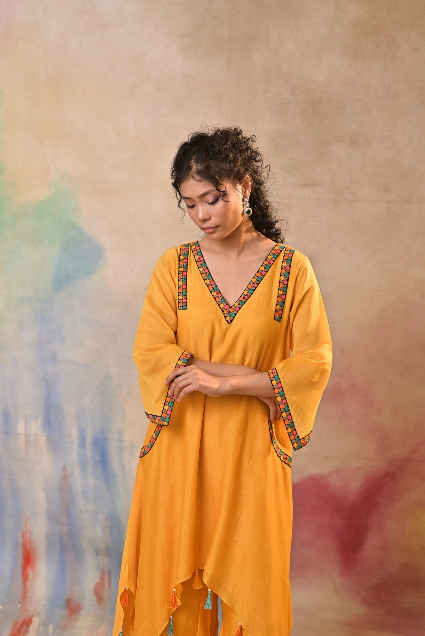 Mustard Tassel Kurta Set