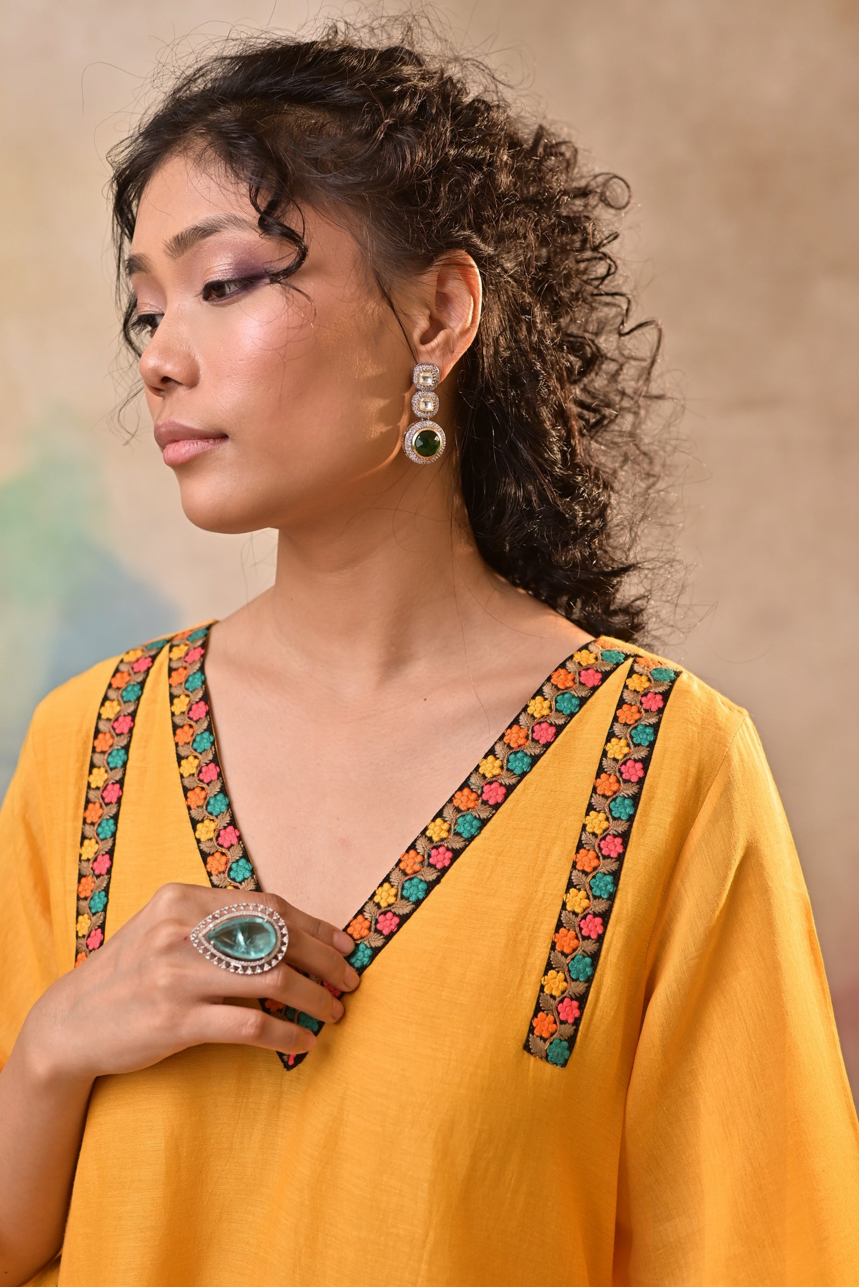 Mustard Tassel Kurta Set