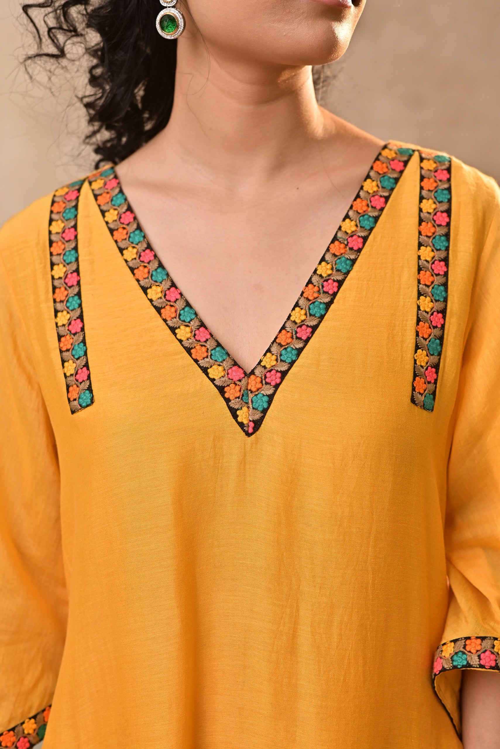 Mustard Tassel Kurta Set