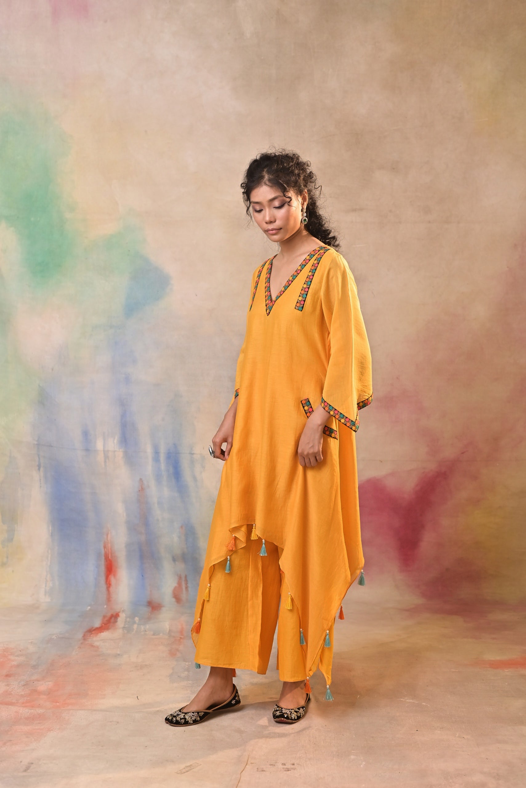 Mustard Tassel Kurta Set