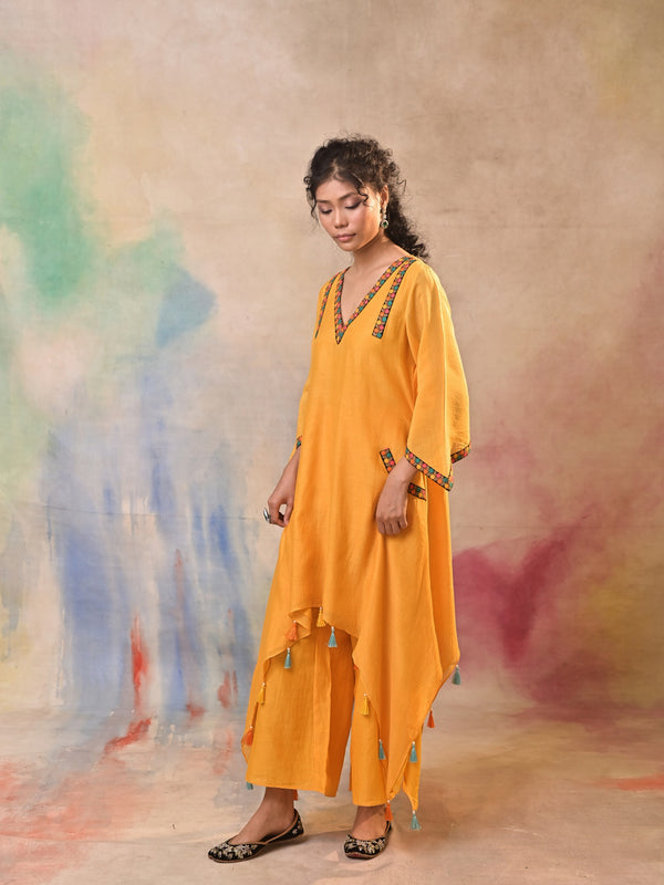 Mustard Tassel Kurta Set