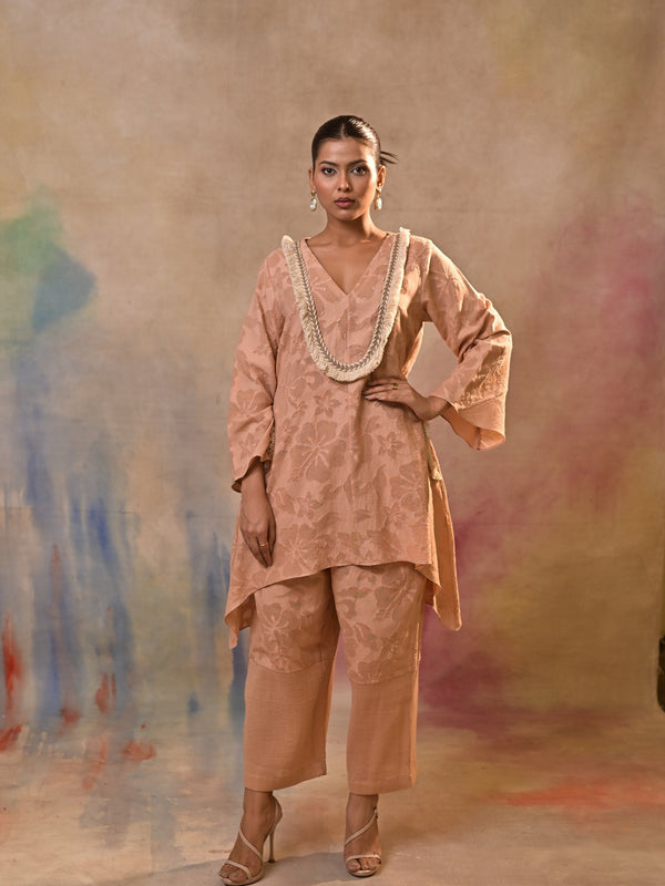 Peach Noor Textured Co-Ord Set