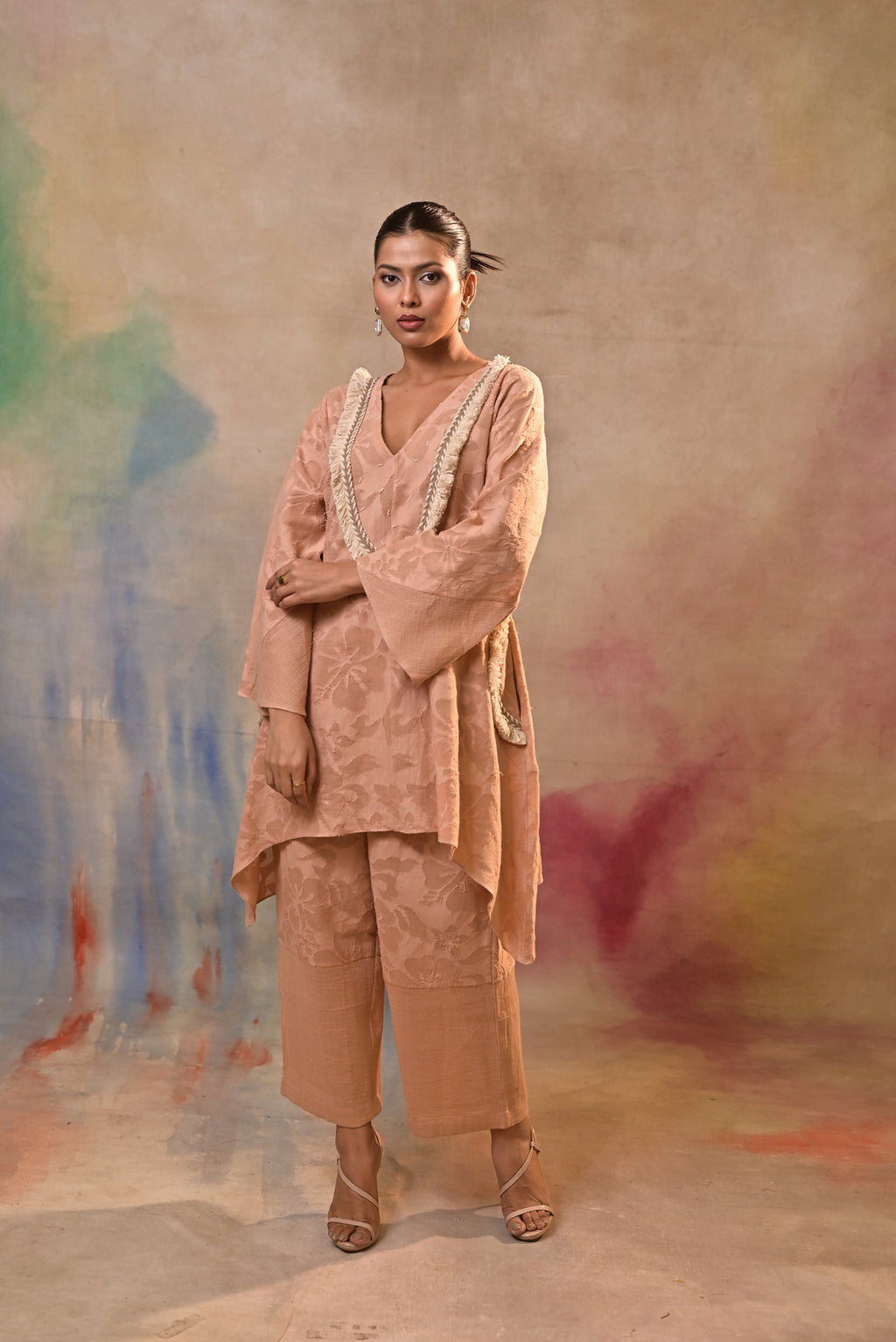 Peach Noor Textured Co-Ord Set
