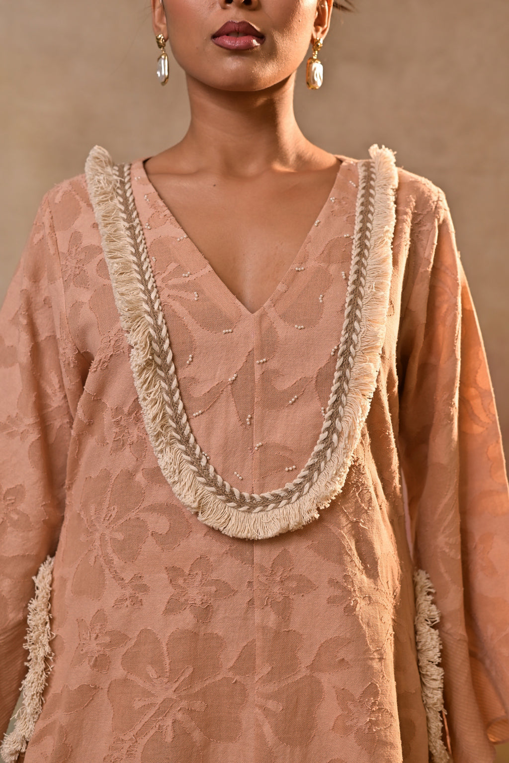 Peach Noor Textured Co-Ord Set