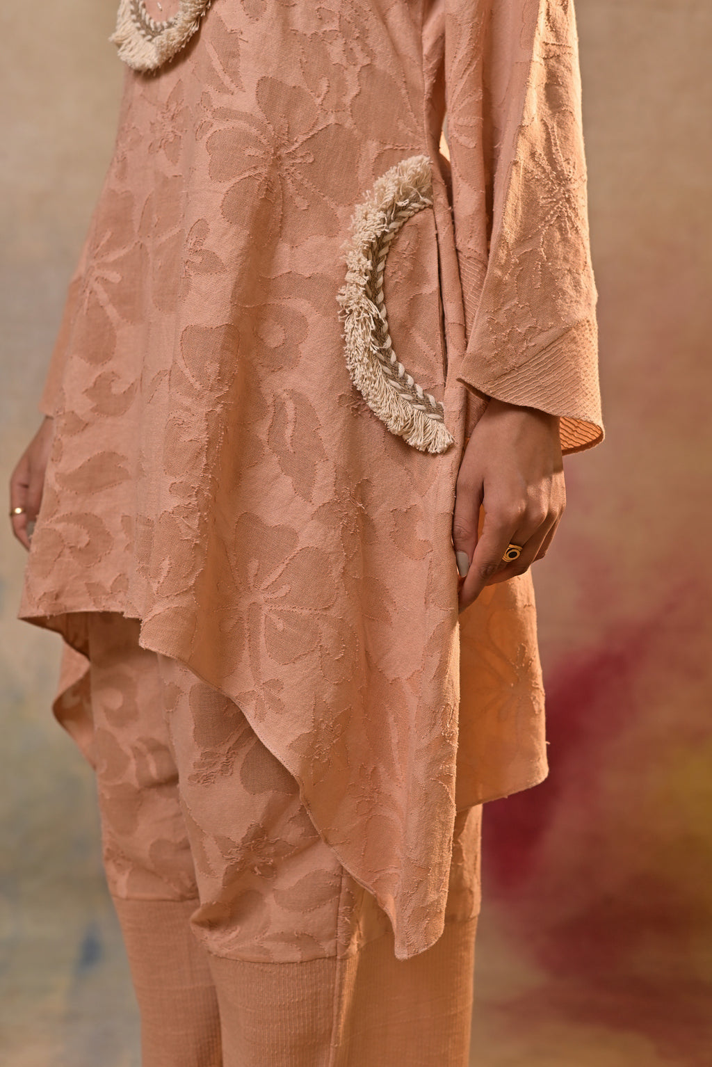 Peach Noor Textured Co-Ord Set