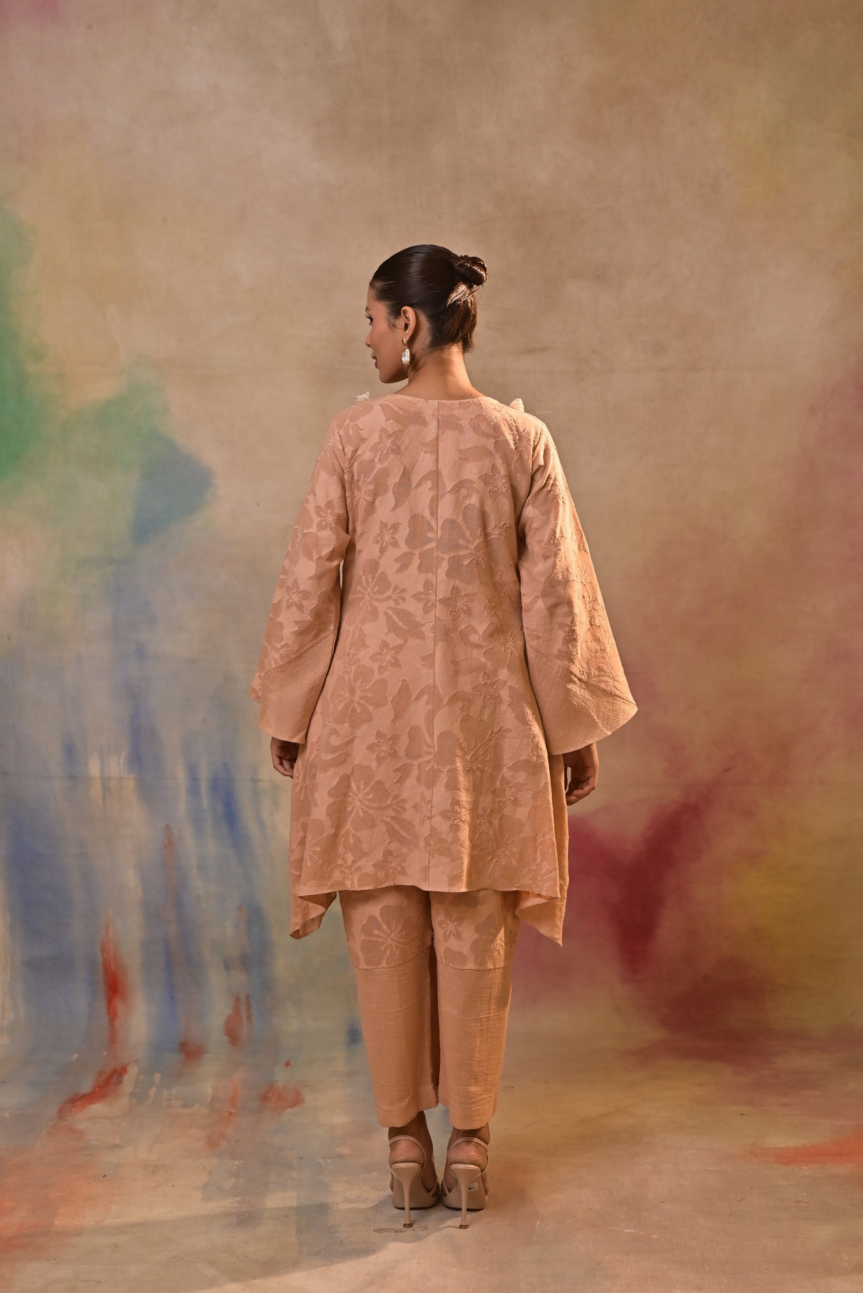 Peach Noor Textured Co-Ord Set