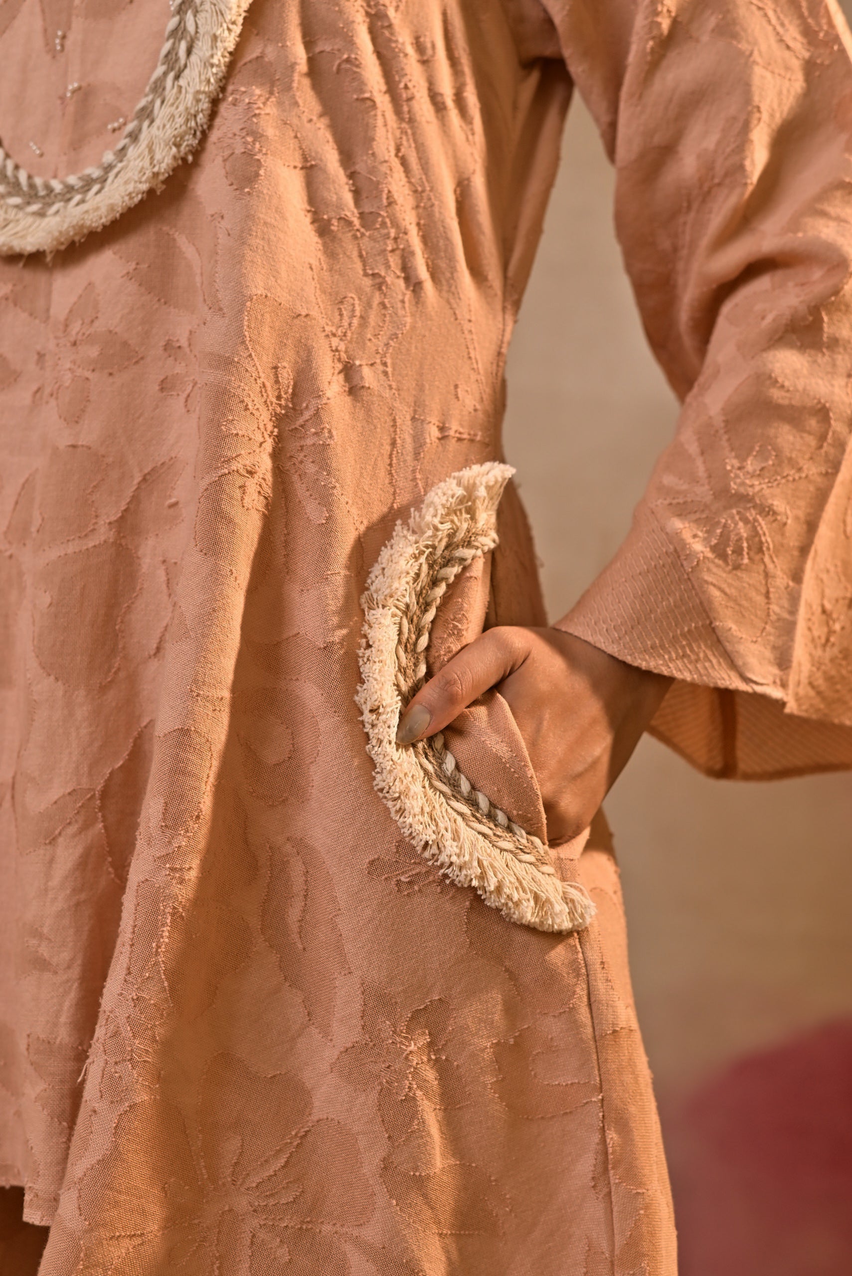Peach Noor Textured Co-Ord Set