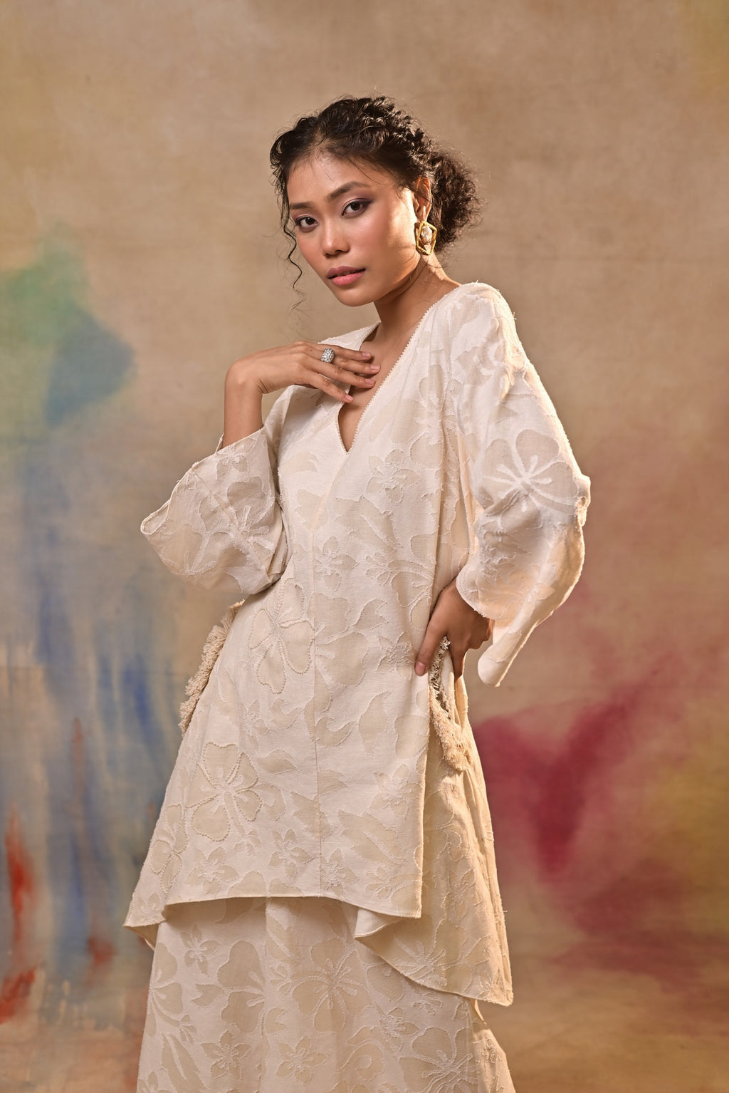 Ivory Bloom Textured Co-Ord Set