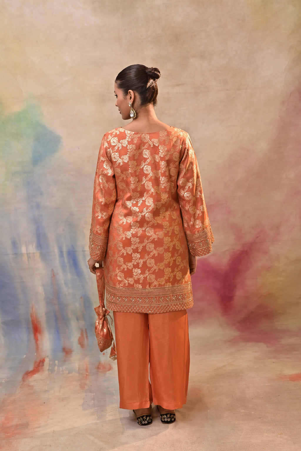 Rust Orange Brocade Co-ord Set