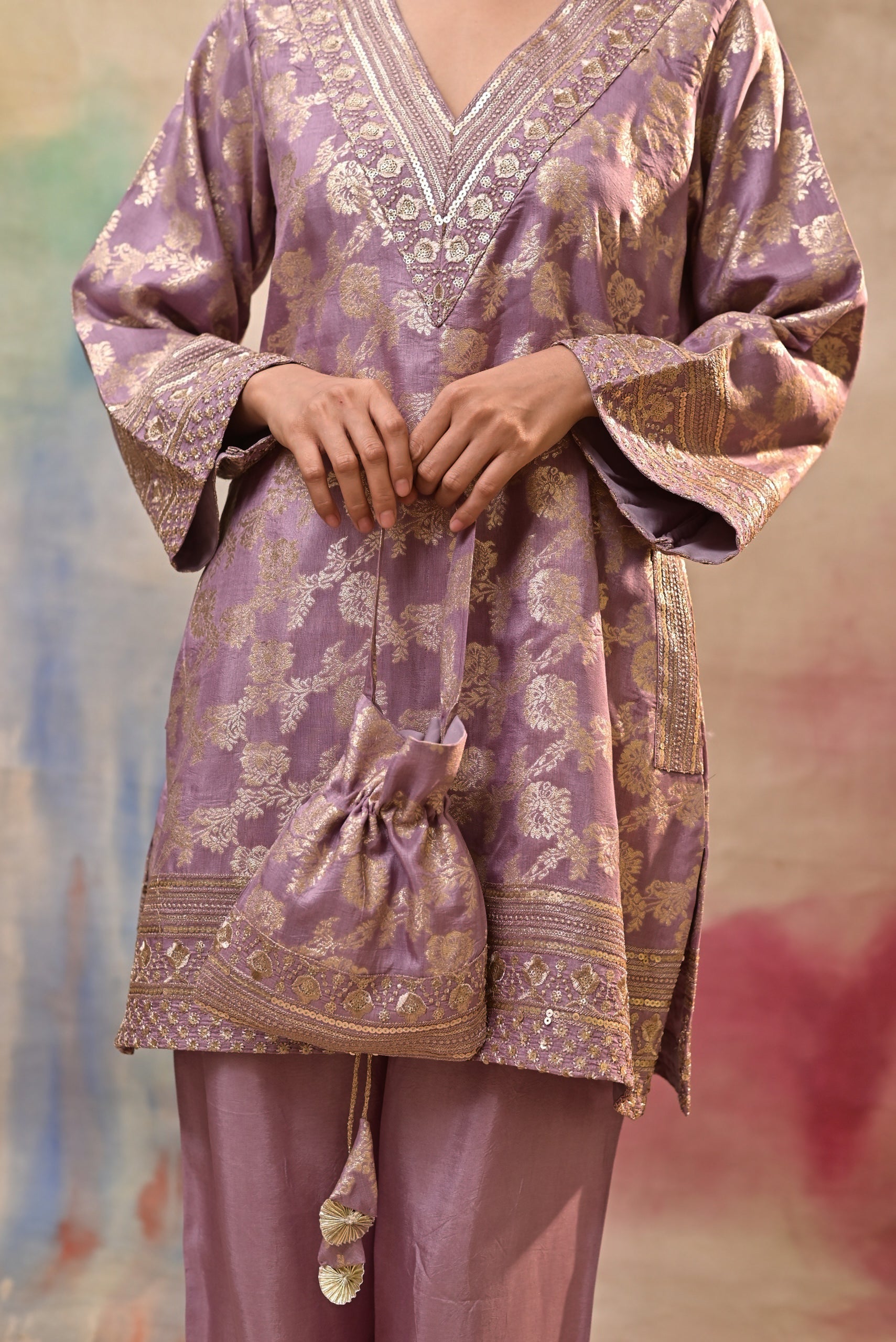 Dusty Mauve Brocade Co-ord Set