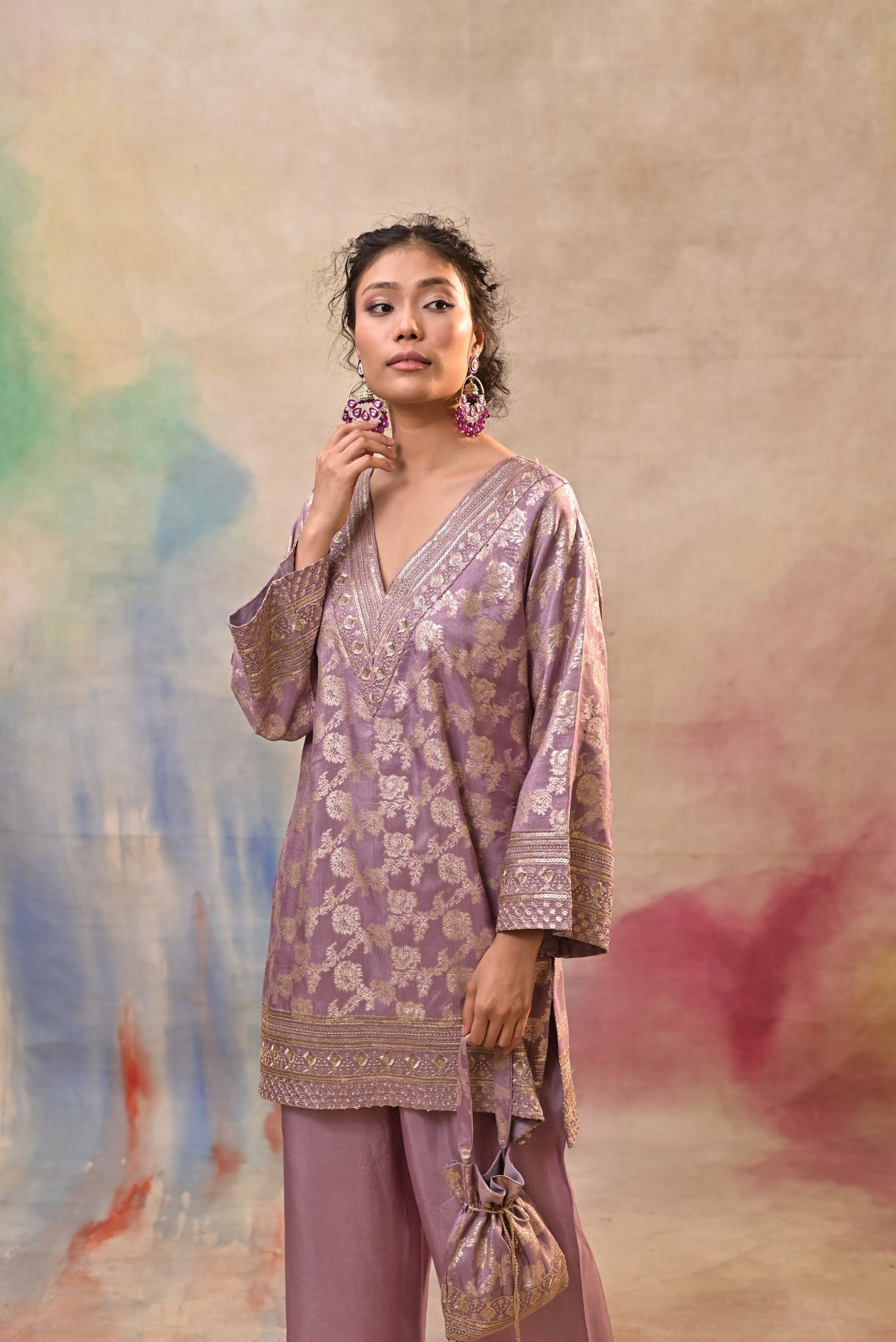Dusty Mauve Brocade Co-ord Set