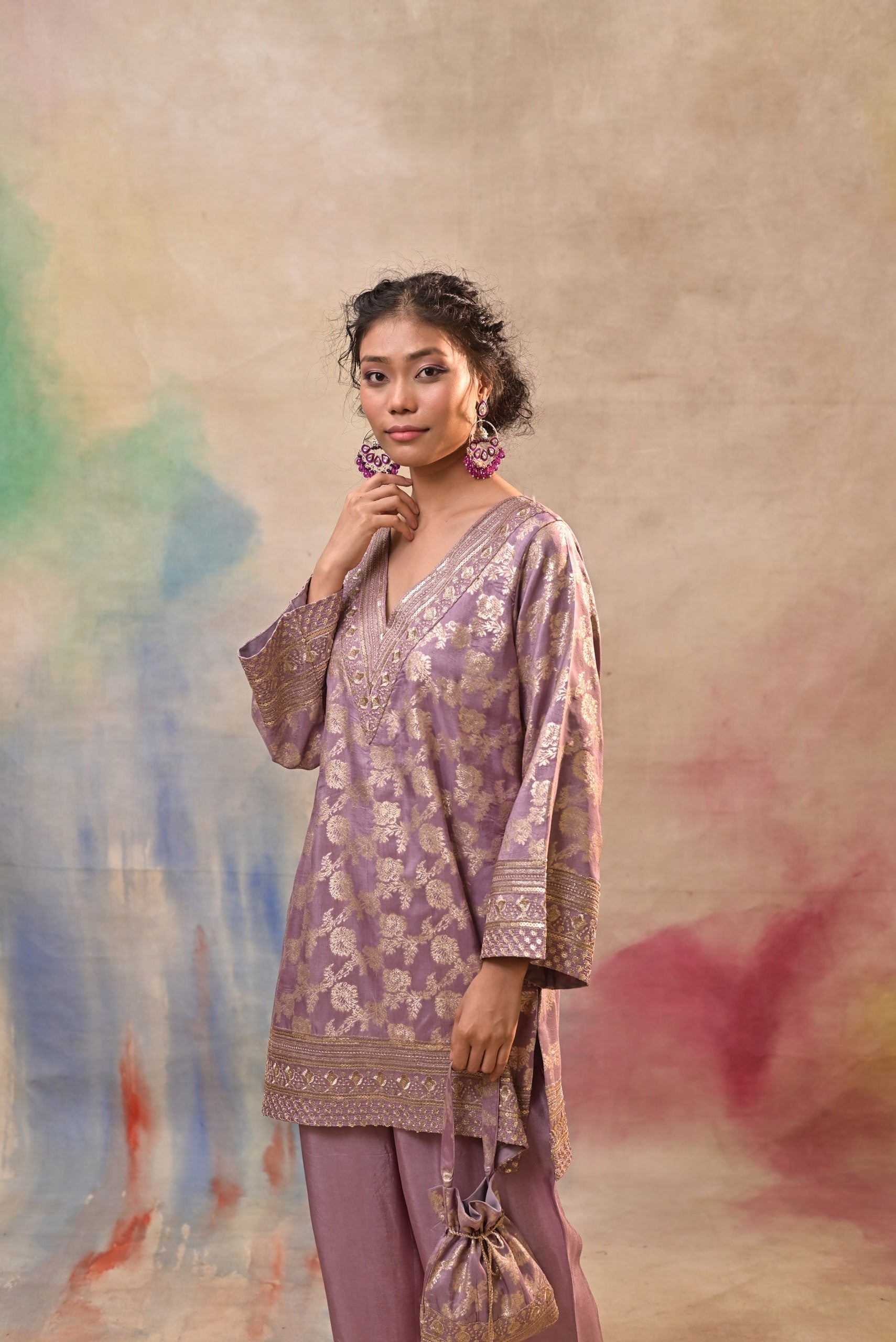 Dusty Mauve Brocade Co-ord Set
