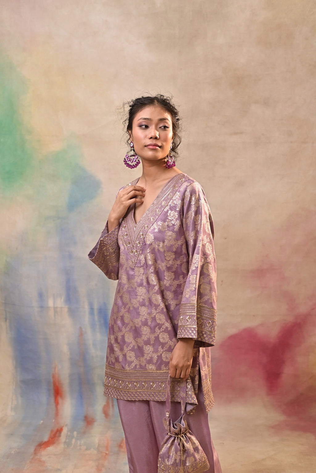 Dusty Mauve Brocade Co-ord Set
