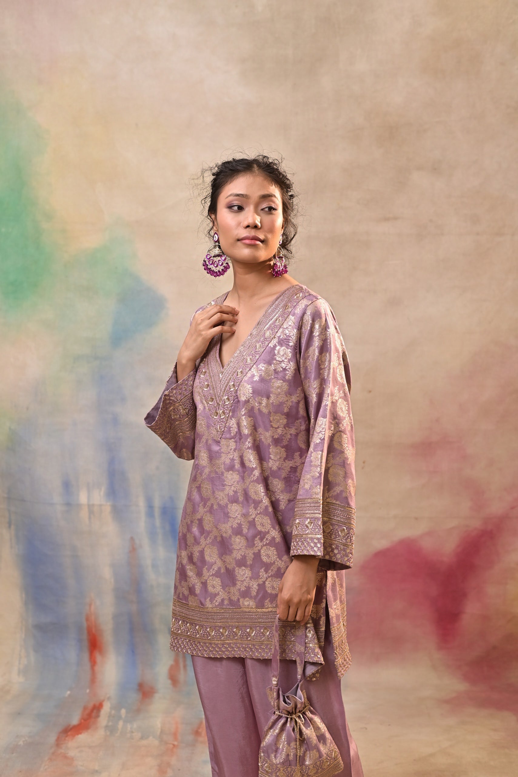 Dusty Mauve Brocade Co-ord Set
