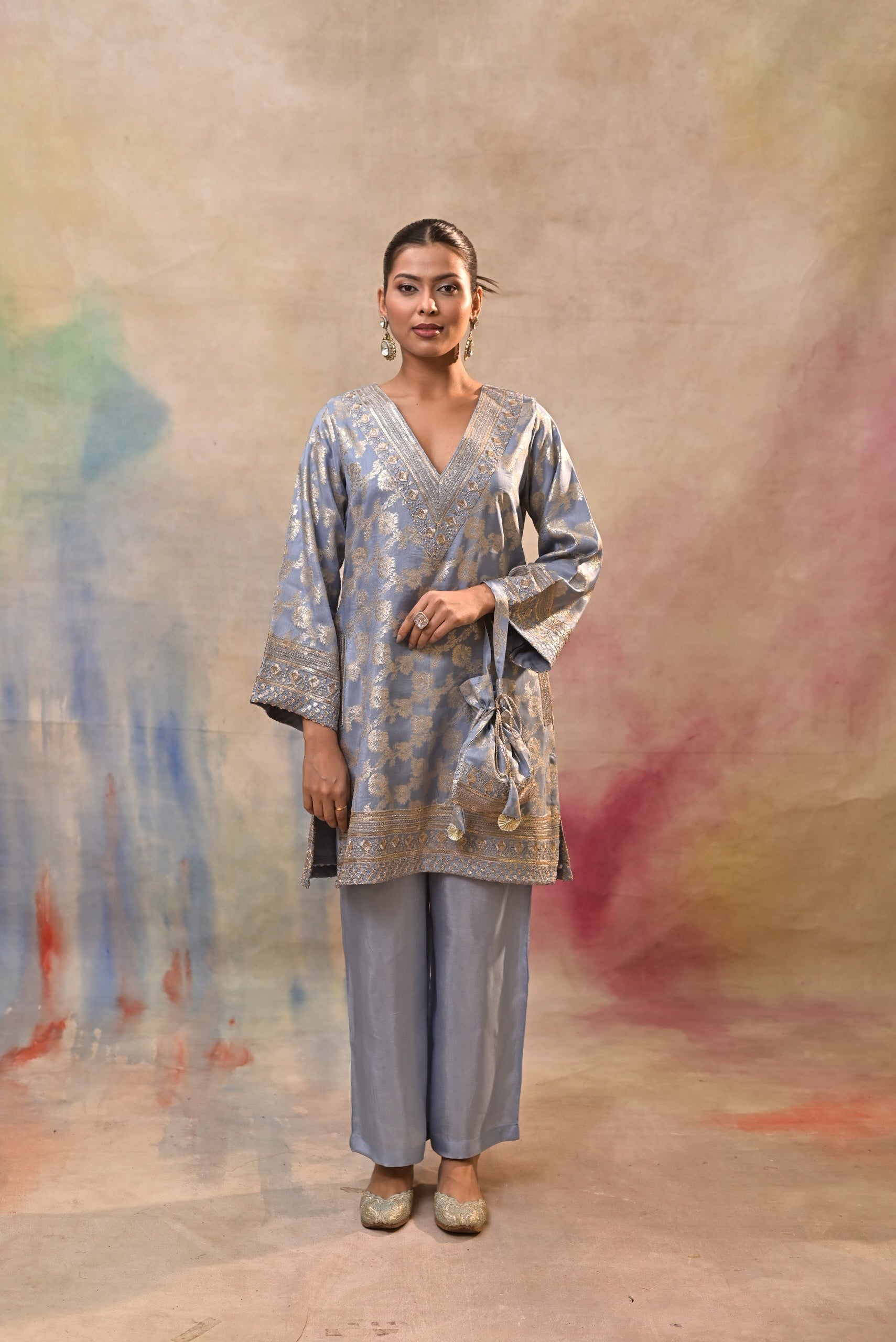 Powder Blue Brocade Co-ord Set