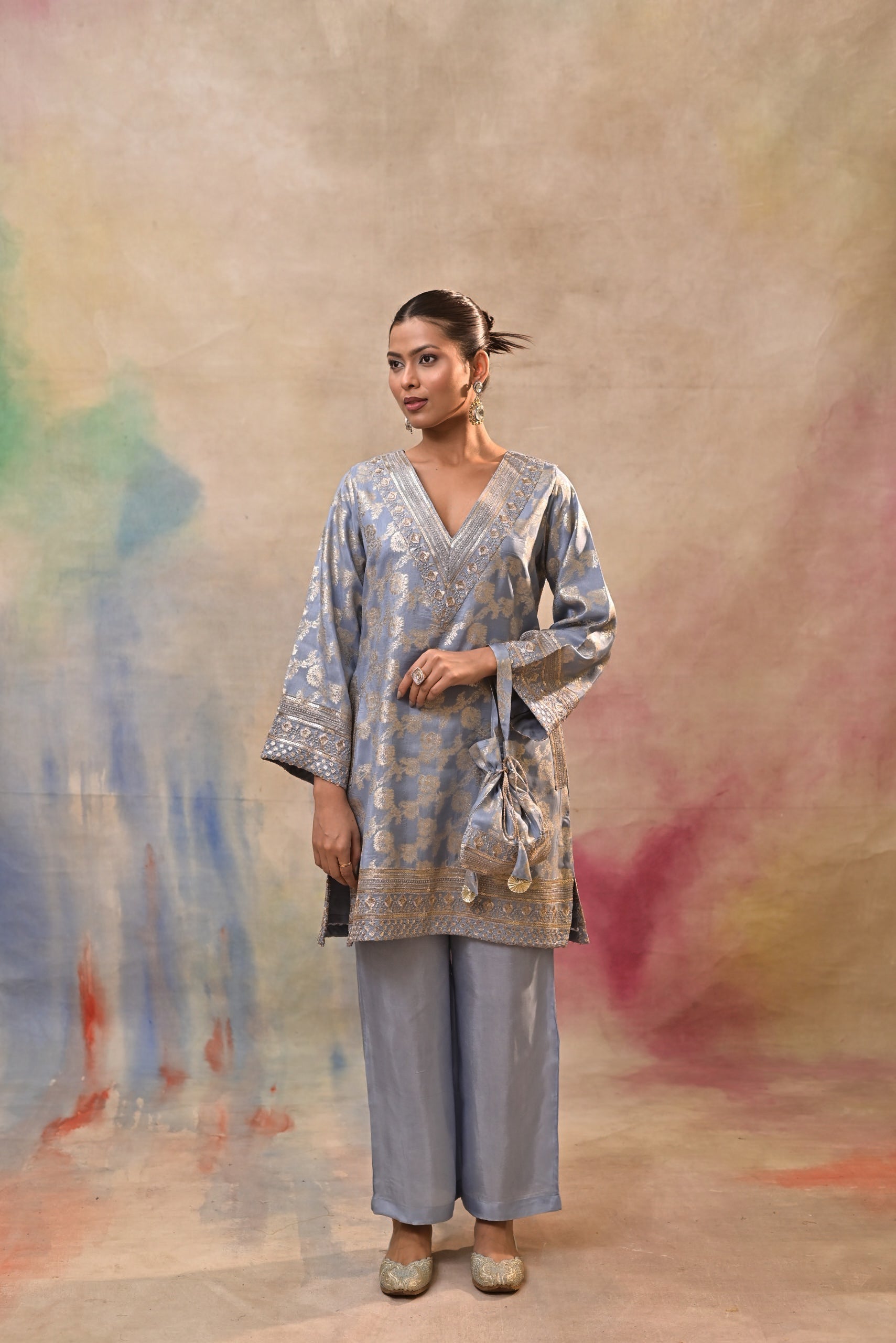Powder Blue Brocade Co-ord Set
