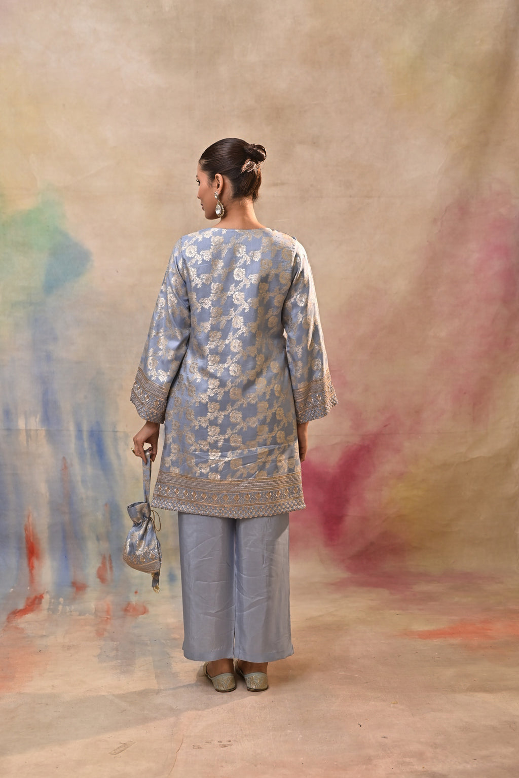 Powder Blue Brocade Co-ord Set