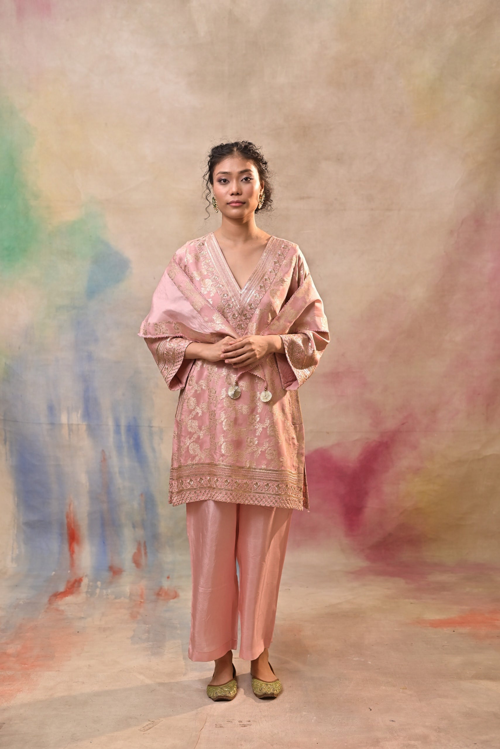 Blush Pink Brocade Co-ord Set