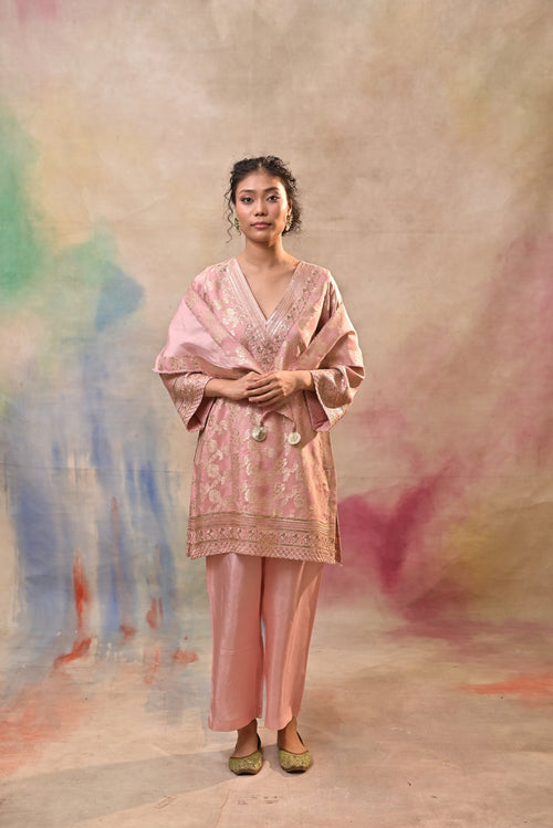 Blush Pink Brocade Co-ord Set