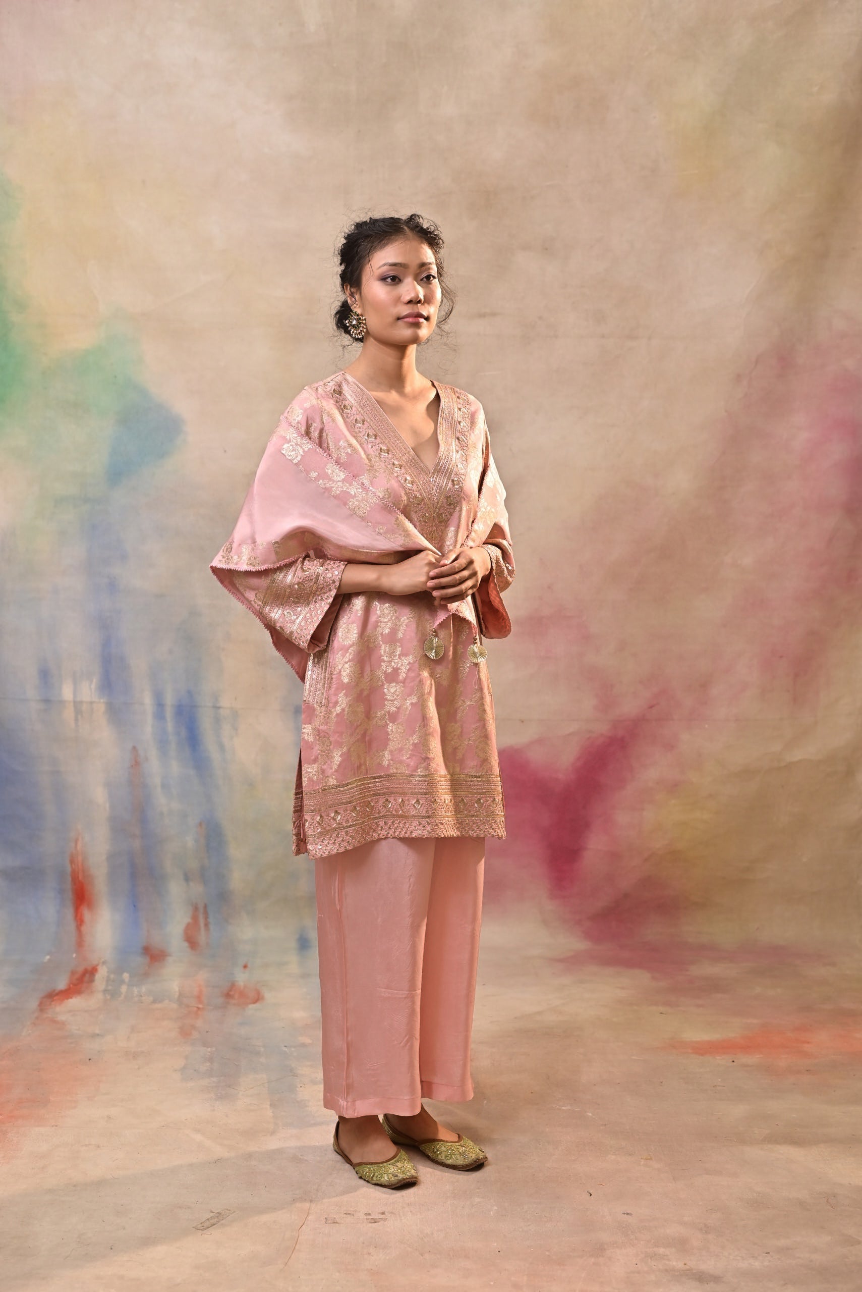 Blush Pink Brocade Co-ord Set