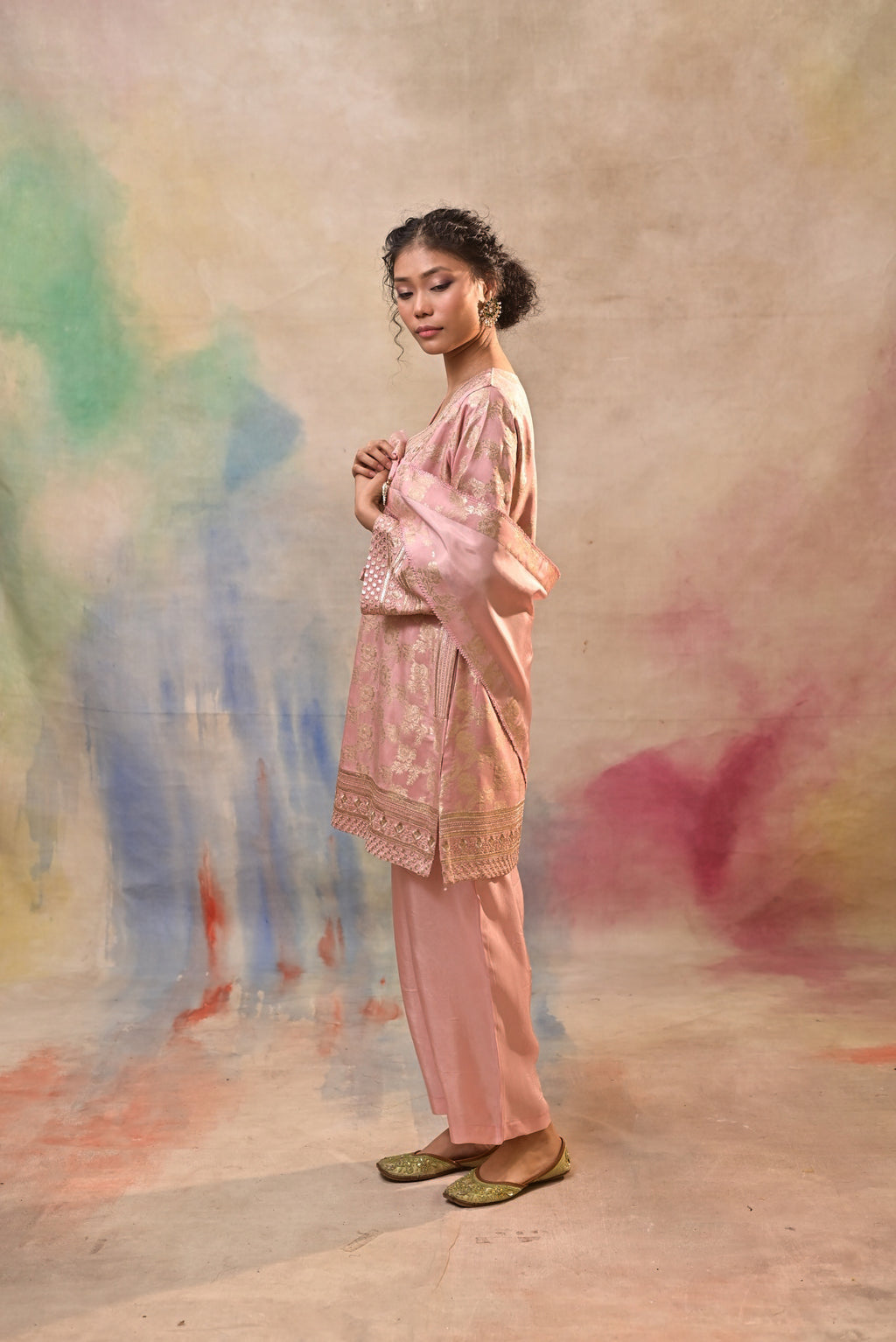 Blush Pink Brocade Co-ord Set