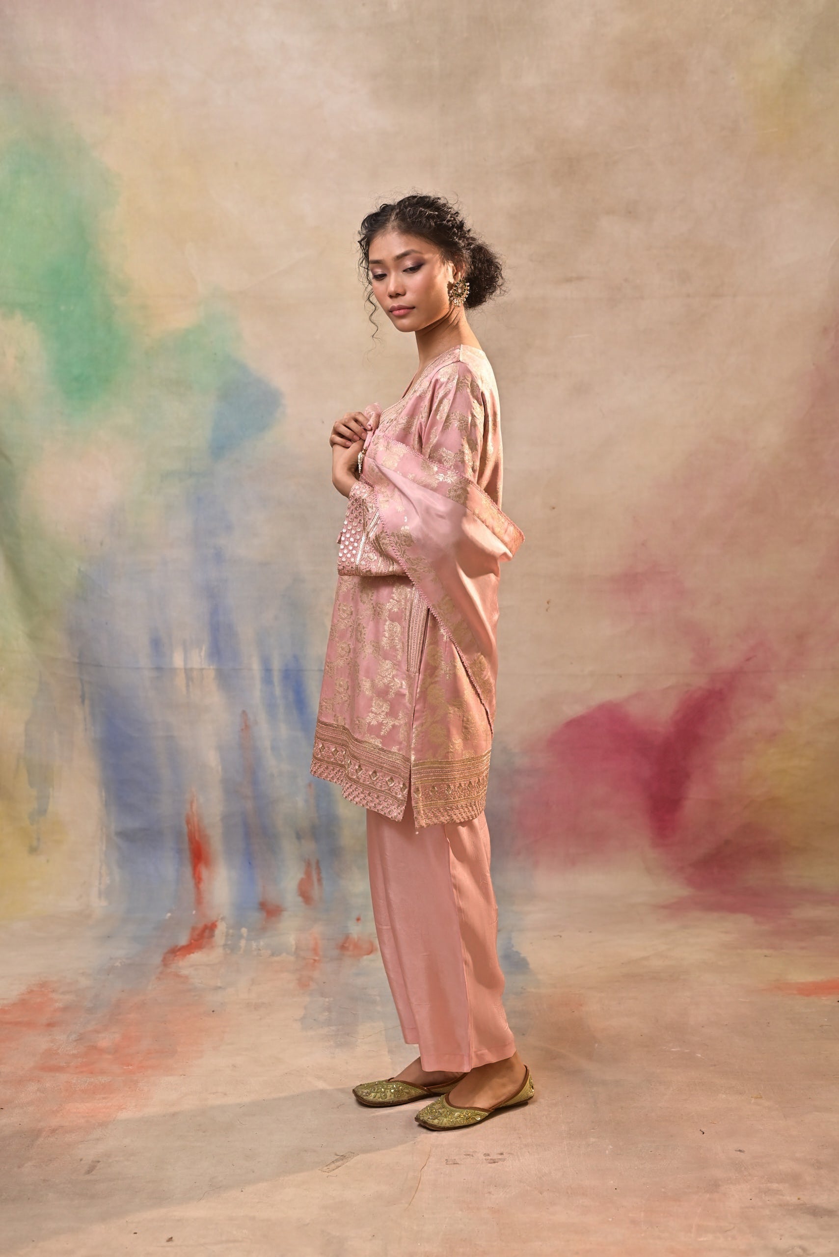 Blush Pink Brocade Co-ord Set