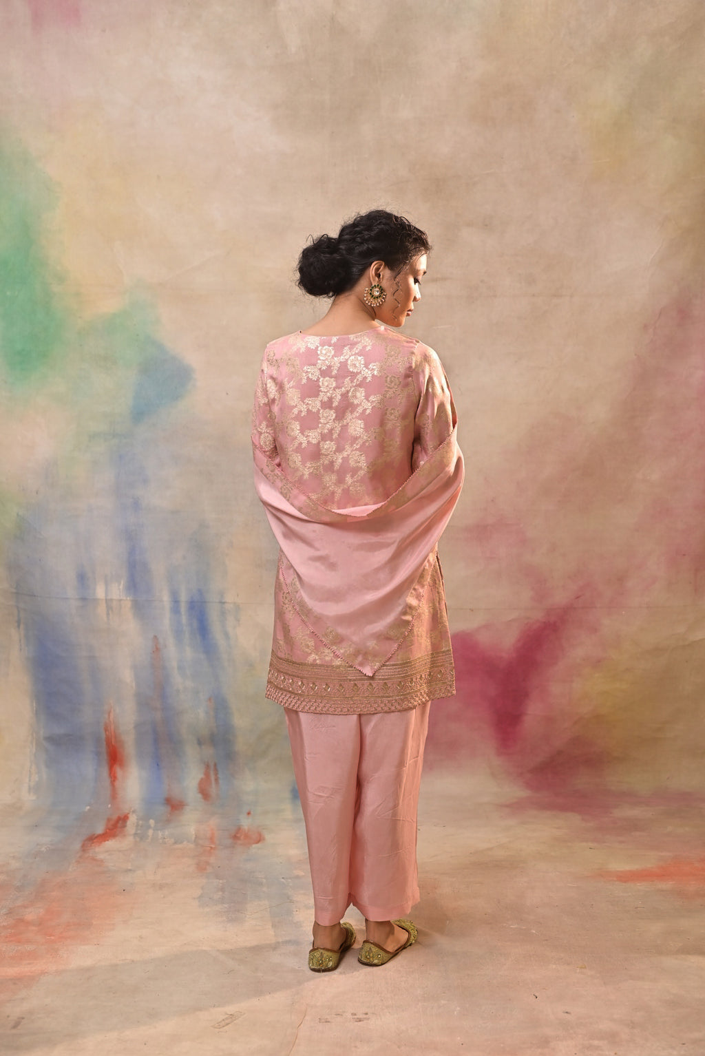 Blush Pink Brocade Co-ord Set