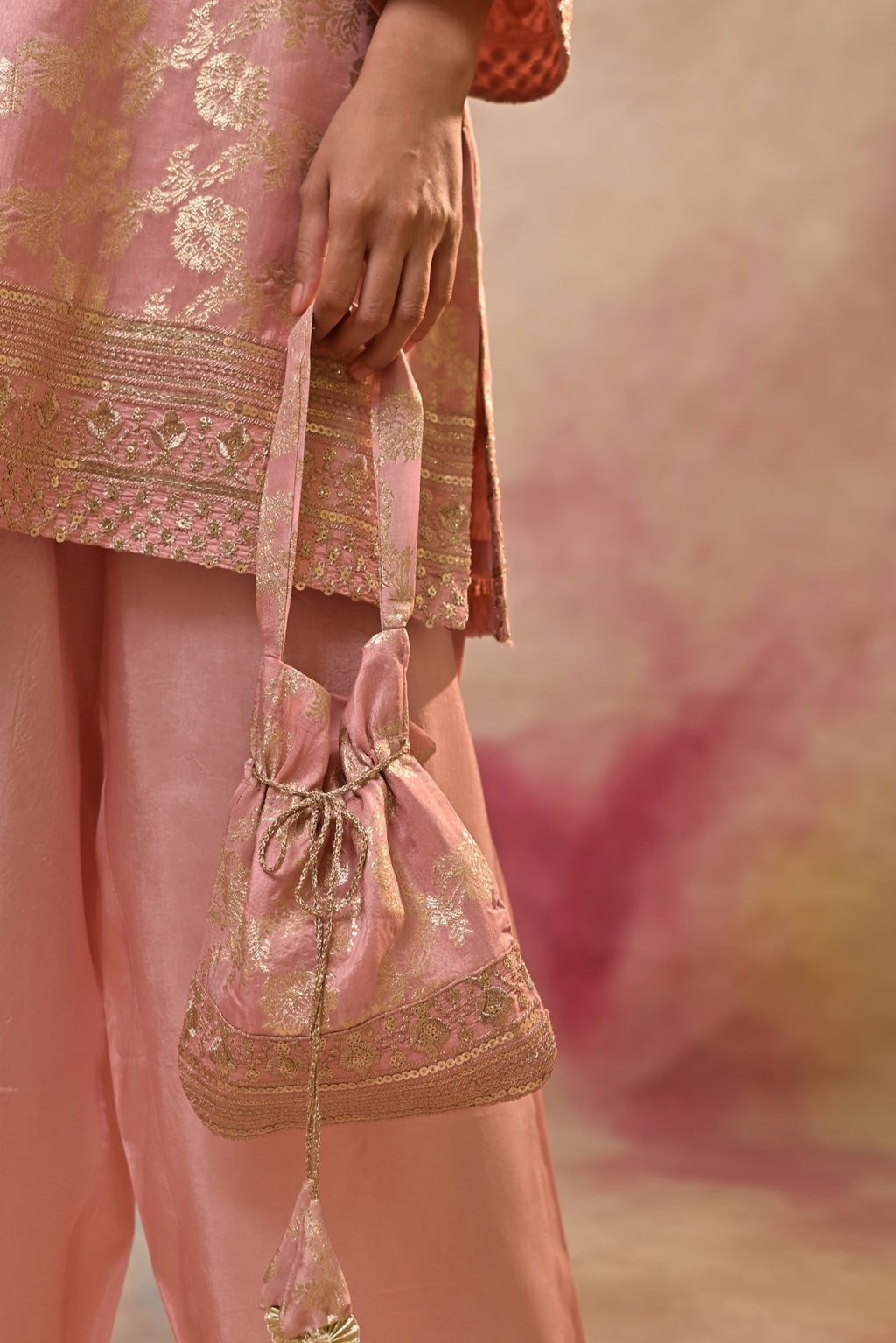 Blush Pink Brocade Co-ord Set