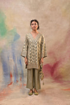 Olive Green Brocade Co-ord Set