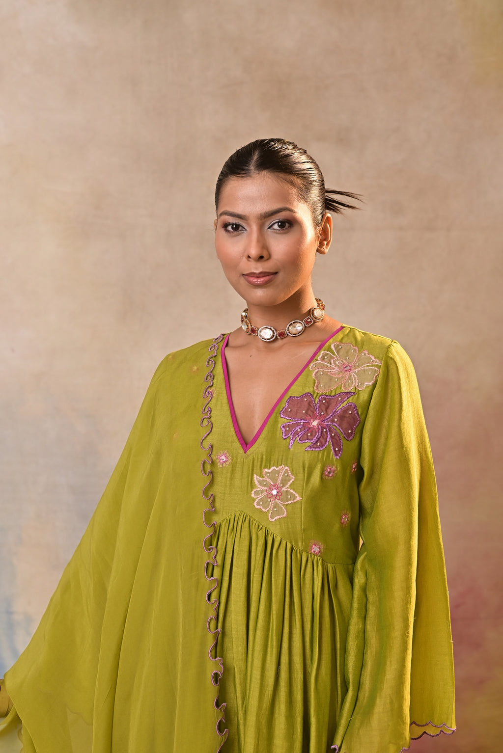 Olive Bloom Embroidered Set
