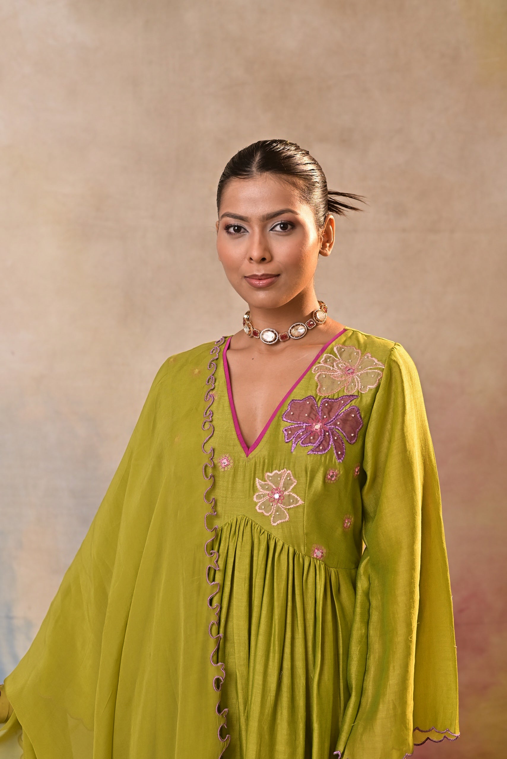 Olive Bloom Embroidered Set