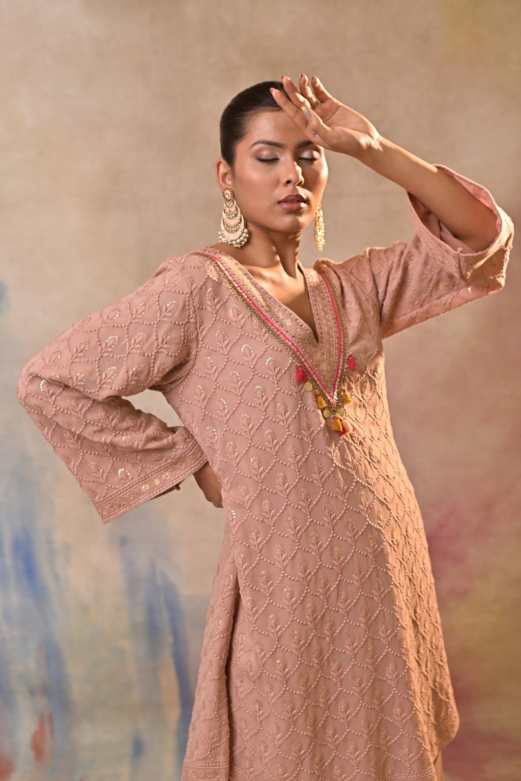 Blush Textured Kurta Set