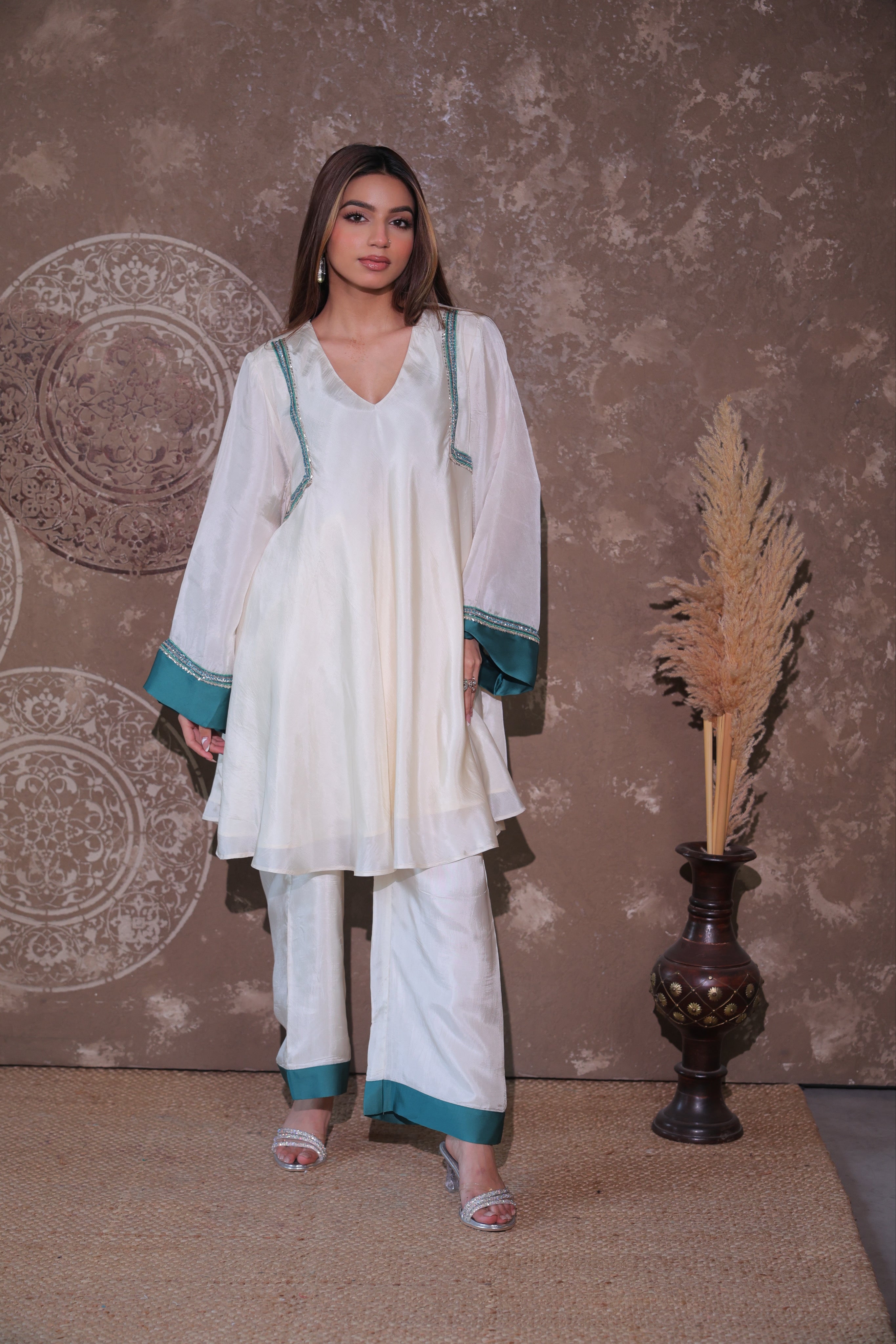 Ivory & Teal Fusion Co-ord Set