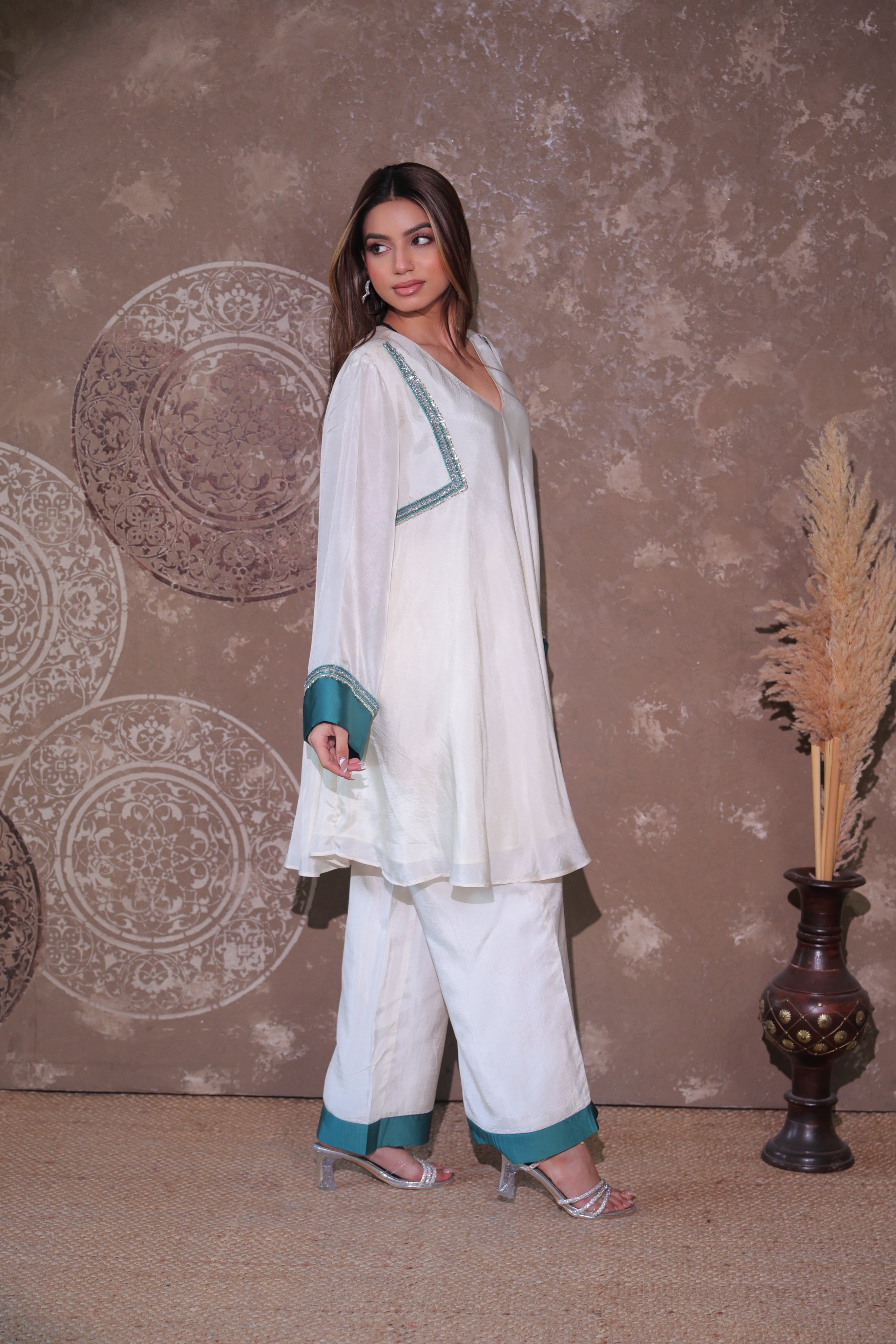 Ivory & Teal Fusion Co-ord Set