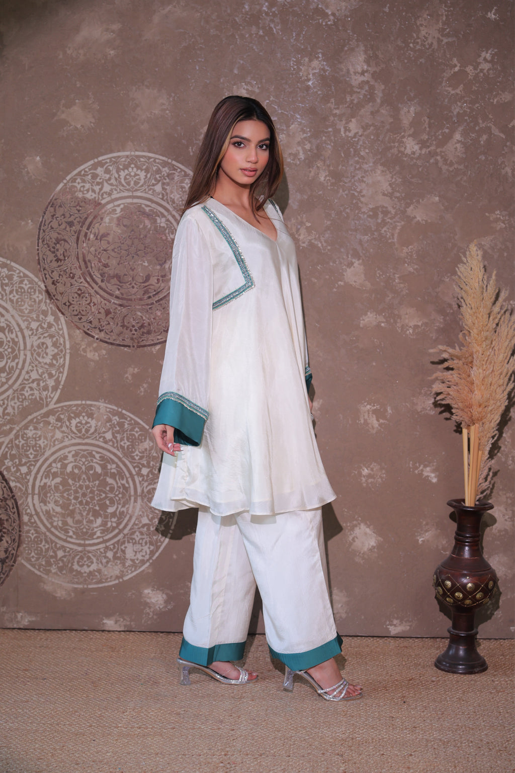 Ivory & Teal Fusion Co-ord Set