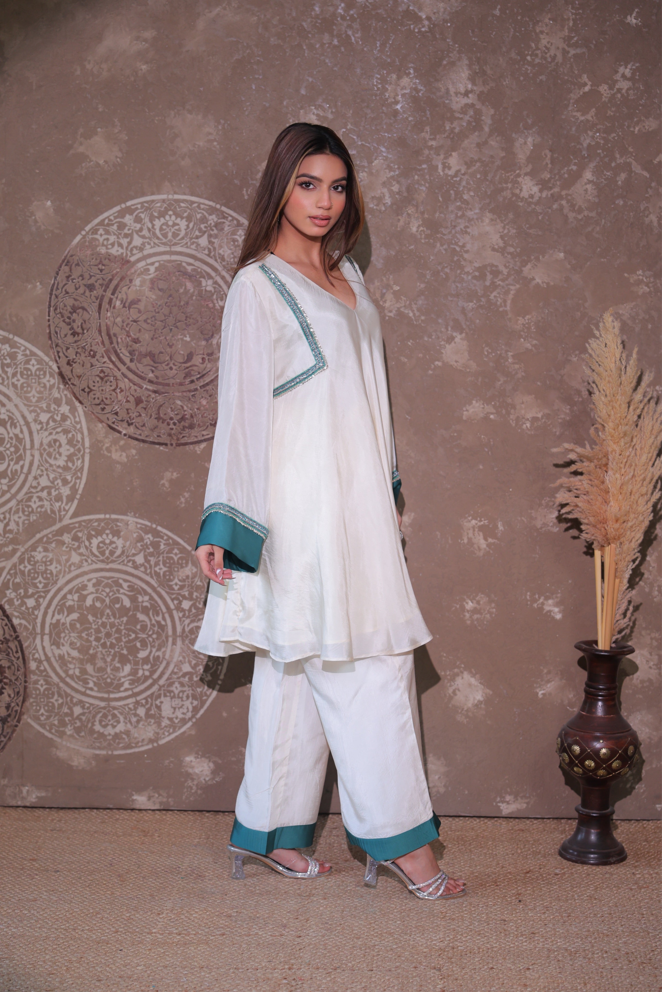 Ivory & Teal Fusion Co-ord Set