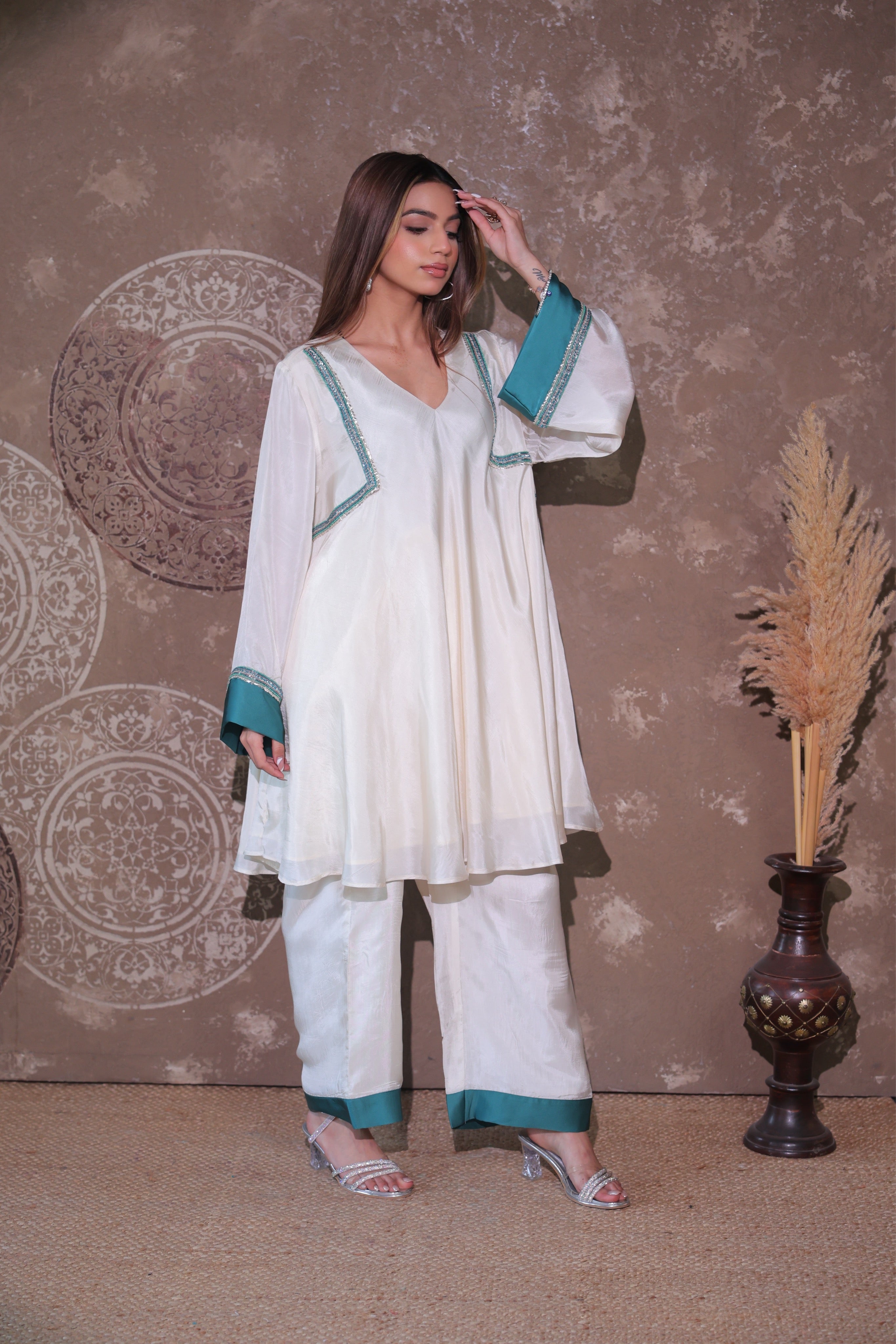 Ivory & Teal Fusion Co-ord Set
